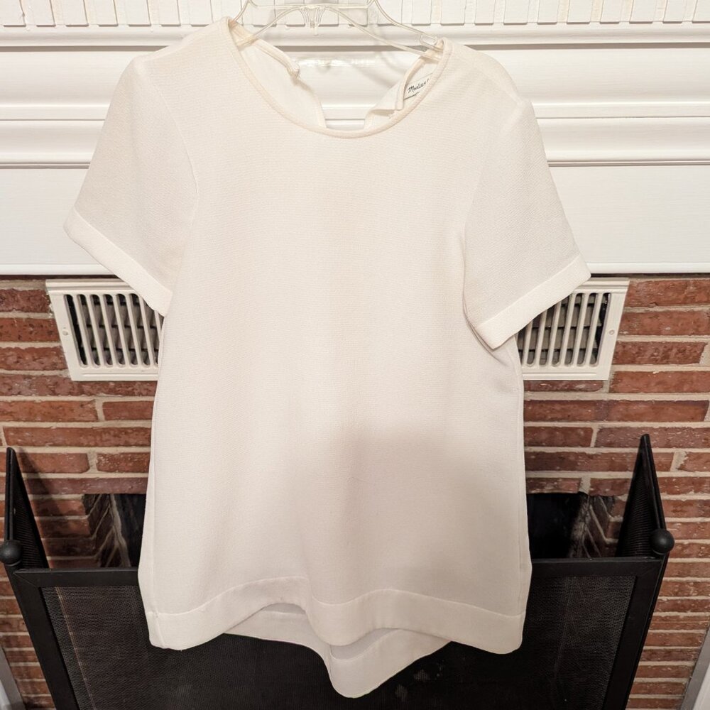 Madewell Crepe Tailored Tee Blouse White Bright Ivory Size XS
